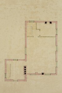 キャッツキルの提案されたヴィラの 2 階の間取り図 作： Thomas Cole