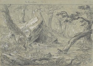 The Fountain, No. 1: 死の渇きを癒す傷ついたインディアン、1843年。 作： Thomas Cole