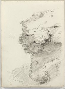 無題（葉のある崖の詳細）1831（紙に鉛筆） 作： Thomas Cole