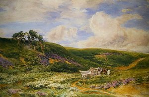 カートのある風景（水彩・紙） 作： Thomas Collier