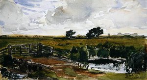 アランデル近郊の草地（水彩・紙） 作： Thomas Collier