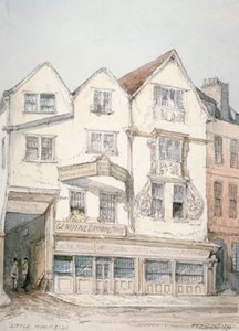 キングス アームズ イン、ムーアフィールズ、正面に装飾モールディング、ロンドン市、1851 年 作： Thomas Colman Dibdin