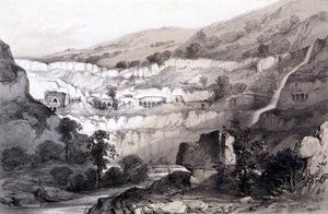 洞窟の眺め、アジュンタ、インド、1844