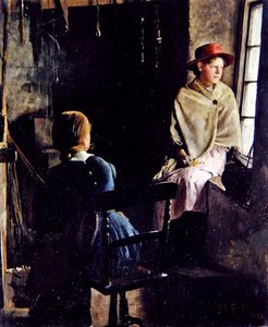 ニューリンのコテージの内装（1884年、油彩・キャンバス 作： Thomas Cooper Gotch