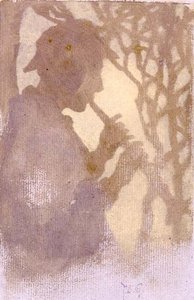 A Woodlander, or Piping to the Never Never Land (watercolor) 作： Thomas Cooper Gotch