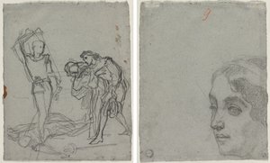 仮面舞踏会後の決闘 (直腸); 女性の頭 (裏面) 作： Thomas Couture