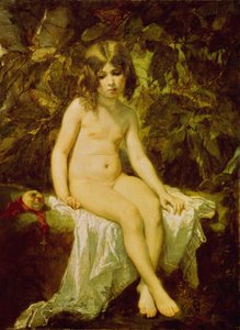 小さな入浴者。 Thomas Couture（1815-1879）による絵画、キャンバスに油彩