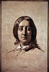 ジョルジュ・サンド（1804-1876）の肖像（オーロール・デュパン、バロンヌ・デュドヴァン） フランスの作家 トマ・クチュール（1815-1879）によるデッサン 1859年 日。0,61x0,4 m Versailles, musee du chateau 作： Thomas Couture