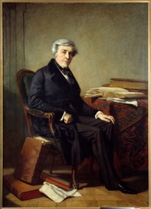 ジュール・ミシュレ（1798-1874）フランスの歴史家・作家の肖像。トマス・クチュール（1815-1879）による絵画 作： Thomas Couture