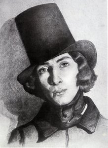 ジョージ・サンドの息子、モーリス・サンド（1823-1889）の肖像（21歳） - トーマス・クチュール（1815-1879）による年代不明のデッサン - このデッサンは長い間、母親のジョージ・サンドのものと考えられていた。 作： Thomas Couture