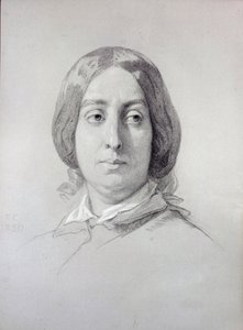 文学者ジョルジュ・サンド(1804-1876)の肖像 オーロール・デュパン、バロンヌ・ドゥドゥヴァン トーマ・クチュール(1815-1879)によるデッサン 1844年 パリ、ロマンティック生活博物館 作： Thomas Couture