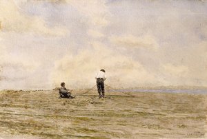 ネットの補修、1882年 作： Thomas Cowperthwait Eakins