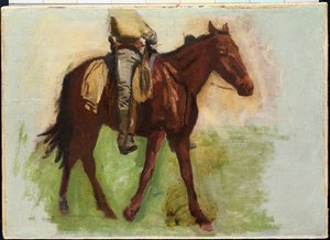 「カウボーイズインザバッドランズ」のスケッチ 作： Thomas Cowperthwait Eakins