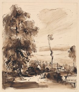 コテージのある田舎道 作： Thomas Creswick