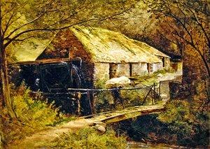 ドルゲリー工場（北ウェールズ）（油彩・キャンバス 作： Thomas Creswick