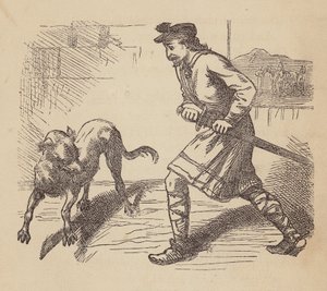 ルウェリンとその犬（カラー版画） 作： Thomas Dalziel