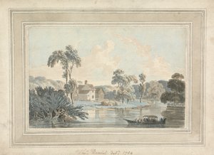 農家、川、はしけ 作： Thomas Daniell