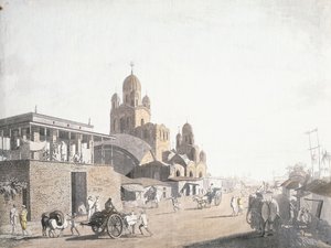 ストリートシーン、トーマスダニエルによる「カルカッタの景色」、1786-1788