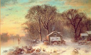 1864年マサチューセッツ州モールデンの冬 作： Thomas Doughty