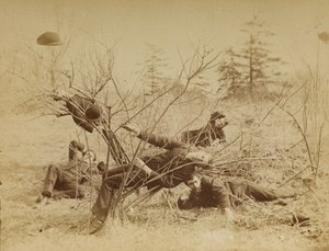 [4人の男子学生がフレスコ画に寝そべる] 作： Thomas Eakins