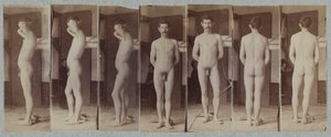 立っている男性のヌードモデルの写真ジョセフ・スミス、c。 1883年。