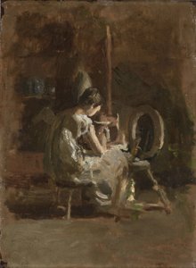 「ホームスパン」のスケッチ、1881 作： Thomas Eakins