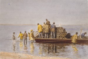 ネットを取り上げる、1881年。 作： Thomas Eakins