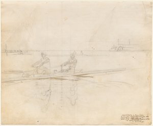 賭けを回すビッグリン兄弟、1873年。 作： Thomas Eakins