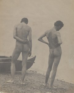 トーマス・イーキンズとジョン・ローリー・ウォレス・オン・ア・ビーチ、カリフォルニア州。 1883年。 作： Thomas Eakins