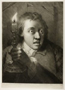 ろうそくを持った青年、等身大の頭より 作： Thomas Frye