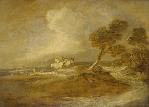 騎士のいる風景（紙に油彩） 作： Thomas Gainsborough