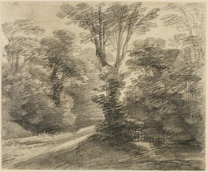 森の中の太陽に照らされた小道 作： Thomas Gainsborough