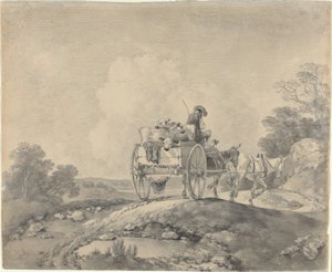 田舎のカートに子牛を乗せたドローバー 作： Thomas Gainsborough