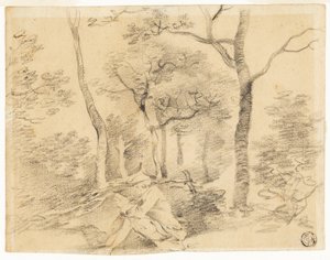 森でスケッチするゲインズバラ 作： Thomas Gainsborough