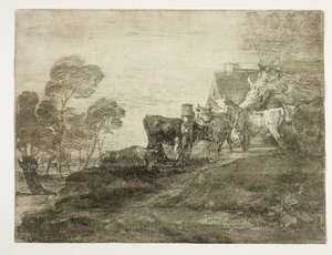 コテージで牛のいる風景 作： Thomas Gainsborough