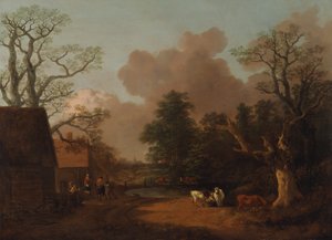 牛乳を注ぐ女のいる風景、1754 年から 1756 年。 作： Thomas Gainsborough