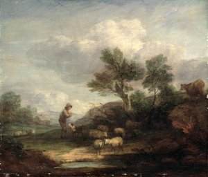 羊のいる風景（油彩・キャンバス） 作： Thomas Gainsborough