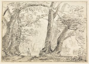 森で犬を持つ男 作： Thomas Gainsborough