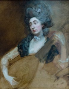 テオルボを持つマーガレット・ゲインズバラ、1777年頃（油彩・カンヴァス） 作： Thomas Gainsborough