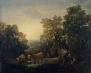 ハガルとイシュマエルのいる岩場の風景（油彩・キャンバス） 作： Thomas Gainsborough