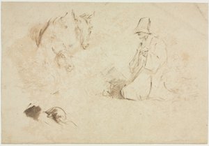 スケッチ: 人物と動物 作： Thomas Gainsborough