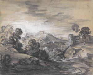 城のある樹木が茂った風景 作： Thomas Gainsborough