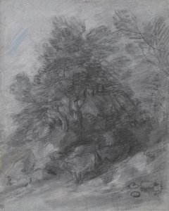 牧夫、牛、コテージのある樹木が茂った風景 作： Thomas Gainsborough