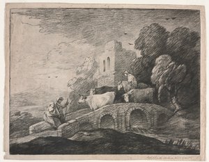 牧夫が牛を運転している森の風景、1779-1780。 作： Thomas Gainsborough