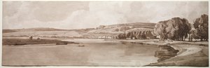 パリで最も美しい20の景色のセレクション：ベルビューとポンドセーヴの景色、1802年 作： Thomas Girtin