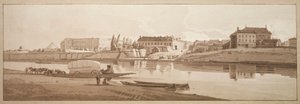 パリで最も絵になる20の景色のセレクション：セーヌ河岸の宮殿とショイジ村の眺め 作： Thomas Girtin