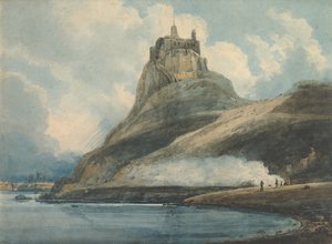 リンディスファーン城、聖なる島、ノーサンバーランド、1796-97。 作： Thomas Girtin