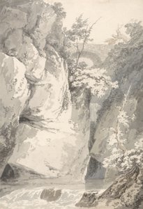 コモ湖のほとり、1796年頃（紙の上のグラファイトの上で洗う） 作： Thomas Girtin