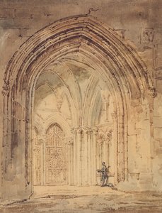 セントオールバンズ大聖堂、ハートフォードシャー、1797年頃（紙、ペンと茶色のインク） 作： Thomas Girtin