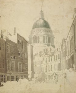 セントポール大聖堂、ロンドンのセントマーティンズルグラン、1795年頃（灰色のウォッシュ、水彩、紙に鉛筆） 作： Thomas Girtin